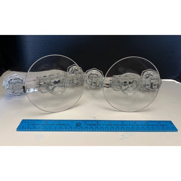 Fostoria American Embossed Crystal Double Candle Holders Set of 2 No Flaws - Picture 8 of 10